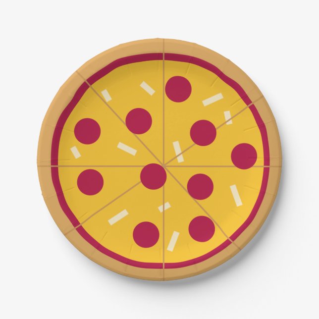 Pepperoni Pizza Kids Birthday Paper Plates (Front)