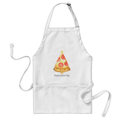 Pepperoni Pizza Love Joy Christmas Tree Adult Apron