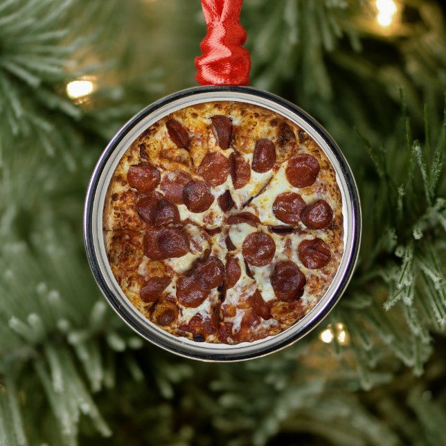 Pepperoni Pizza Metal Ornament (Tree)