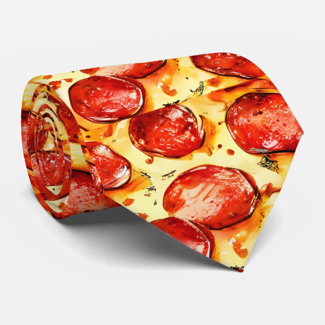 Pepperoni Pizza Neck Tie  (Rolled)