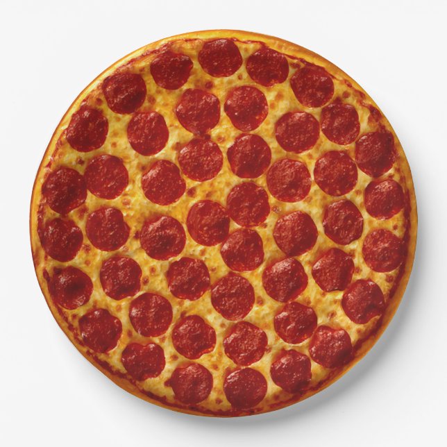 Pepperoni Pizza  Paper Plates (Front)