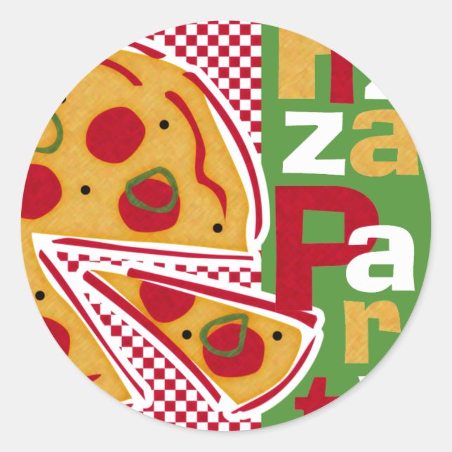 Pepperoni Pizza Party Classic Round Sticker (Front)