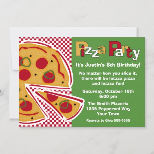 Pepperoni Pizza Party Personalized Invite