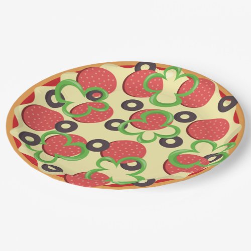 Pepperoni Pizza Party Paper Plates