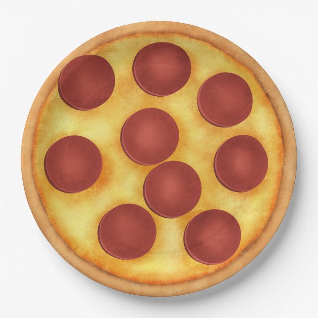 Pepperoni Pizza Party Paper Plates (Front)