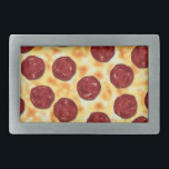 Pepperoni Pizza Pattern Belt Buckle<br><div class="desc">Featuring digital artwork of pizza with pepperoni topping.</div>