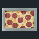 Pepperoni Pizza Pattern Belt Buckle<br><div class="desc">Featuring digital artwork of pizza with pepperoni topping.</div>