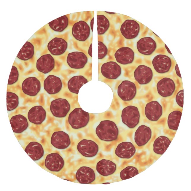 Pepperoni Pizza Pattern Brushed Polyester Tree Skirt (Front)
