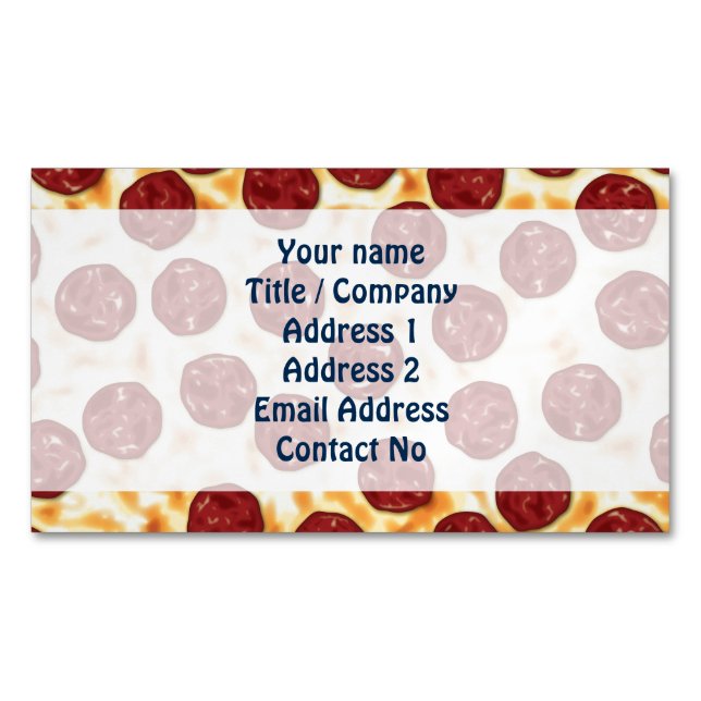 Pepperoni Pizza Pattern Business Card Magnet (Front)