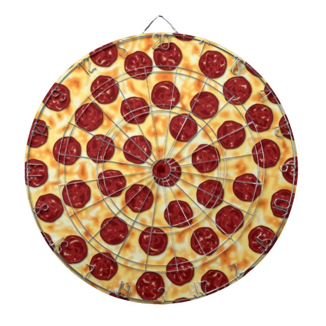 Pepperoni Pizza Pattern Dartboard With Darts (Front)