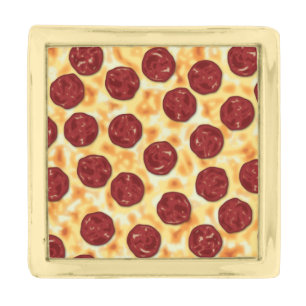Pepperoni Pizza Pattern Gold Finish Lapel Pin
