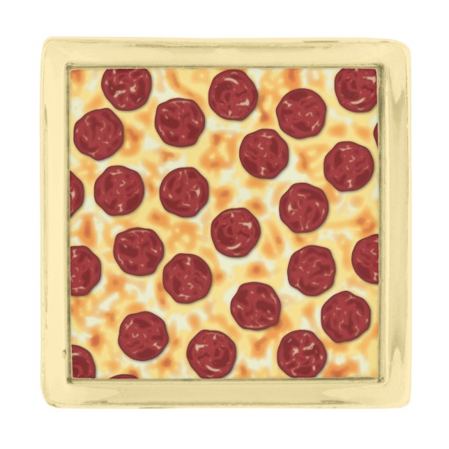Pepperoni Pizza Pattern Gold Finish Lapel Pin (Front)