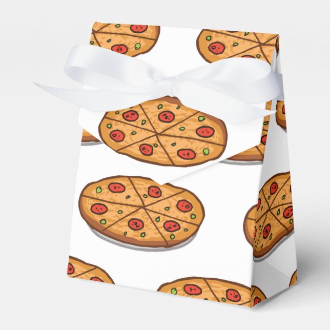 Pepperoni Pizza Pattern; Italian Food Favor Boxes (Front Side)