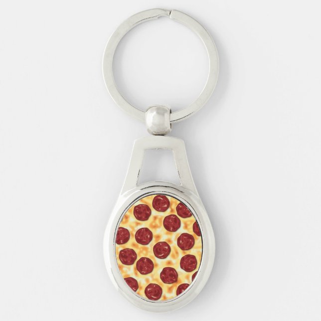 Pepperoni Pizza Pattern Keychain (Front)