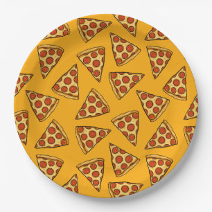Pepperoni Pizza Pattern Paper Plates