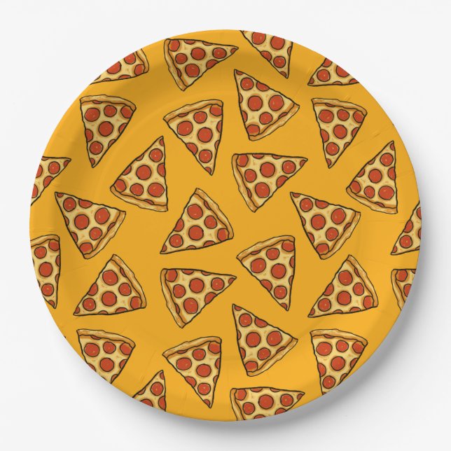 Pepperoni Pizza Pattern Paper Plates (Front)