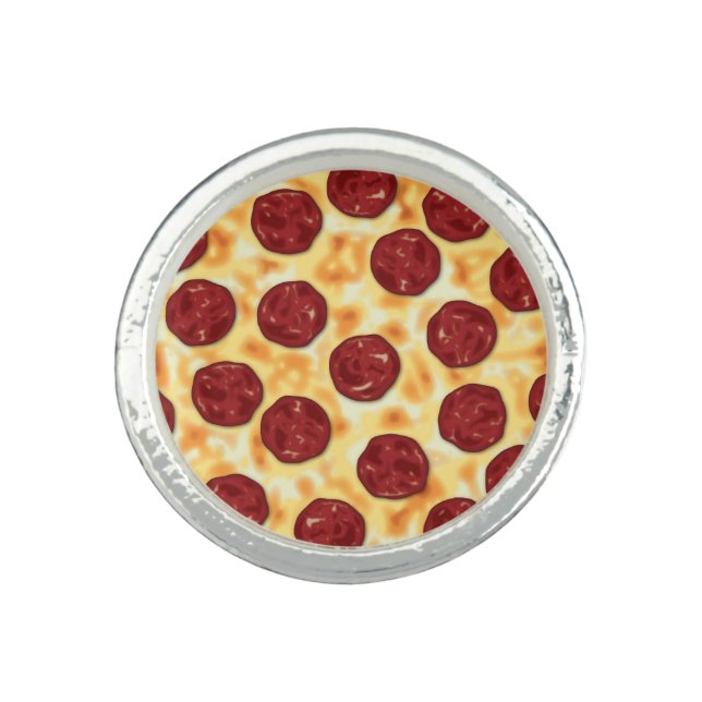 Pepperoni Pizza Pattern Ring (Front)