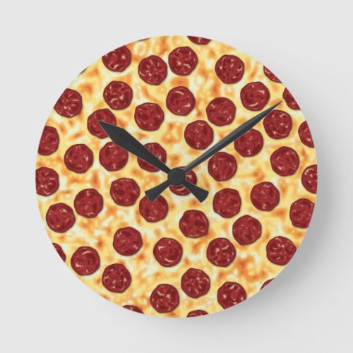 Pepperoni Pizza Pattern Round Clock