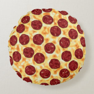 Pepperoni Pizza Pattern Round Pillow