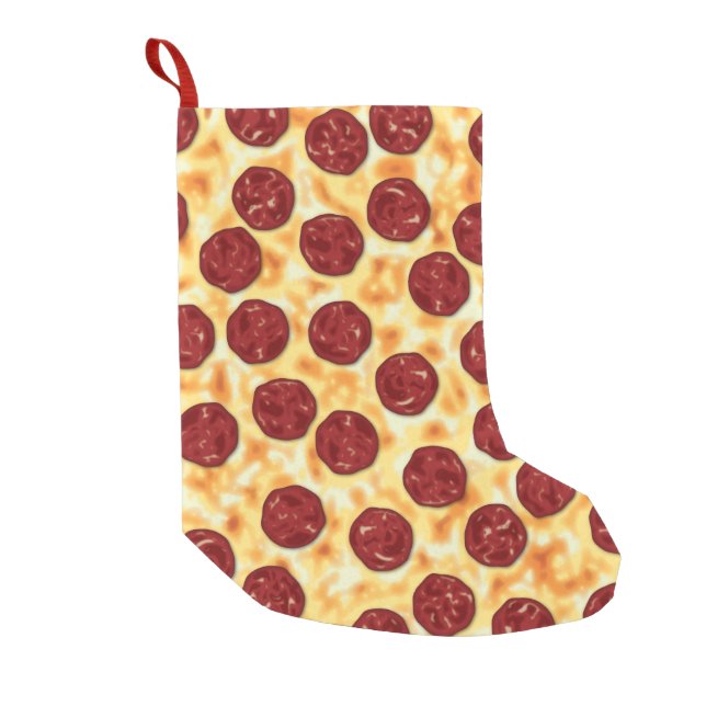 Pepperoni Pizza Pattern Small Christmas Stocking (Front)