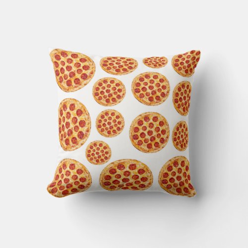 Pepperoni pizza pattern throw pillow