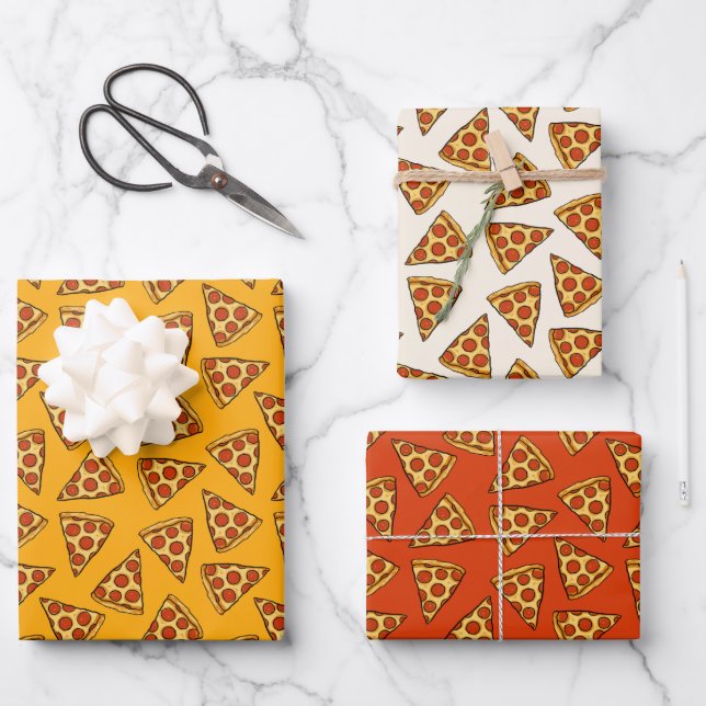 Pepperoni Pizza Pattern Wrapping Paper Sheets (Front)