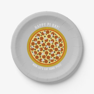 Pepperoni Pizza Pie w/ Mushrooms and Olives Pi Day Paper Plates