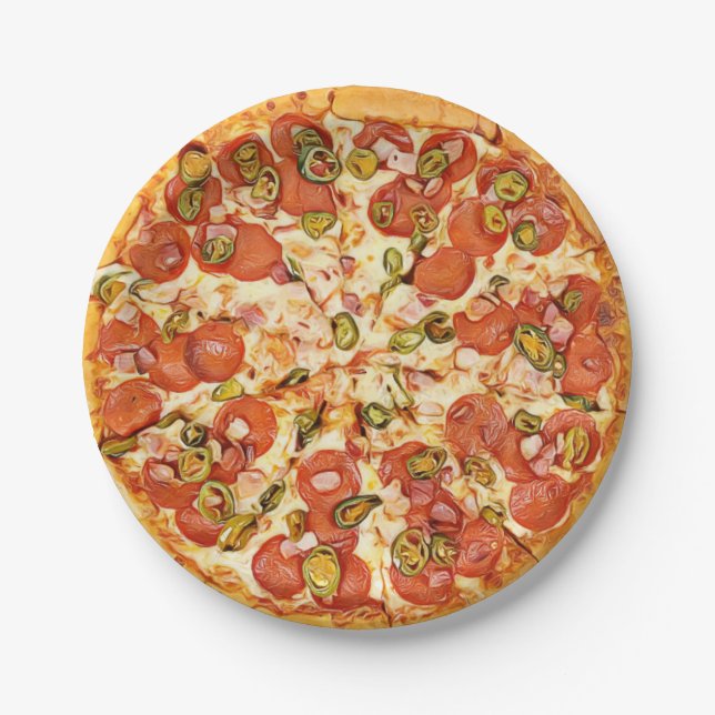 Pepperoni Pizza | Pizza Party Birthday   Paper Plates (Front)