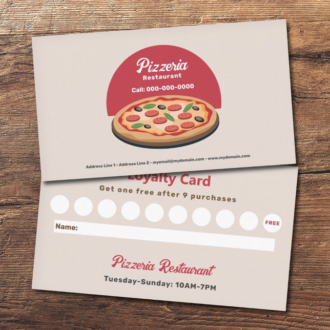 Pepperoni Pizza - Pizzeria Restaurant Loyalty Card (Pepperoni Pizza - Pizzeria Restaurant Loyalty Card)