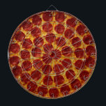 PEPPERONI PIZZA PLUS 3   DART BOARD<br><div class="desc">Pizza is a yeasted flatbread generally topped with tomato sauce and cheese and baked in an oven. It is commonly topped with a selection of meats, vegetables and condiments. The term was first recorded in the 10th century, in a Latin manuscript from Gaeta in Central Italy. The modern pizza was...</div>