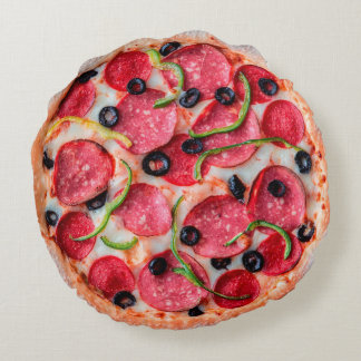 Pepperoni Pizza Print Double Sided Round Pillow