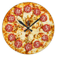 Pepperoni Pizza Round Kitchen or Restaurant Large Clock