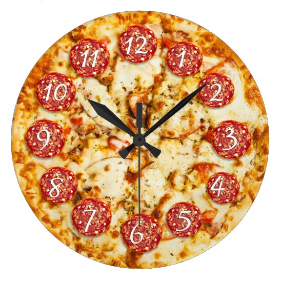 Pepperoni Pizza Round Kitchen or Restaurant Large Clock
