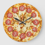 Pepperoni Pizza Round Kitchen Or Restaurant Large Clock at Zazzle