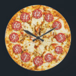 Pepperoni Pizza Round Kitchen or Restaurant Large Clock<br><div class="desc">Pepperoni Pizza Round Kitchen or Restaurant clock. Perfect gift for a goodie or someone who owns a Pizza Pub.</div>