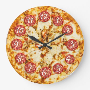 Pepperoni Pizza Round Kitchen or Restaurant Large Clock