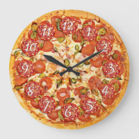 Pepperoni Pizza Round Kitchen or Restaurant Large Clock
