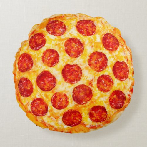 pepperoni pizza round throw pillow