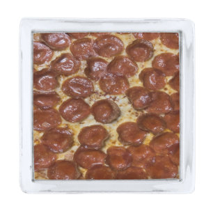 Pepperoni Pizza Silver Finish Lapel Pin