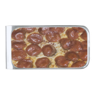 Pepperoni Pizza Silver Finish Money Clip
