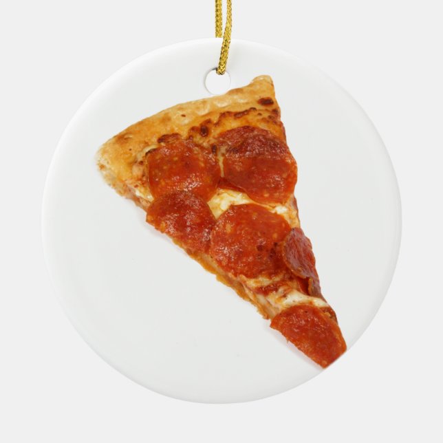 Pepperoni Pizza Slice Ceramic Ornament (Front)