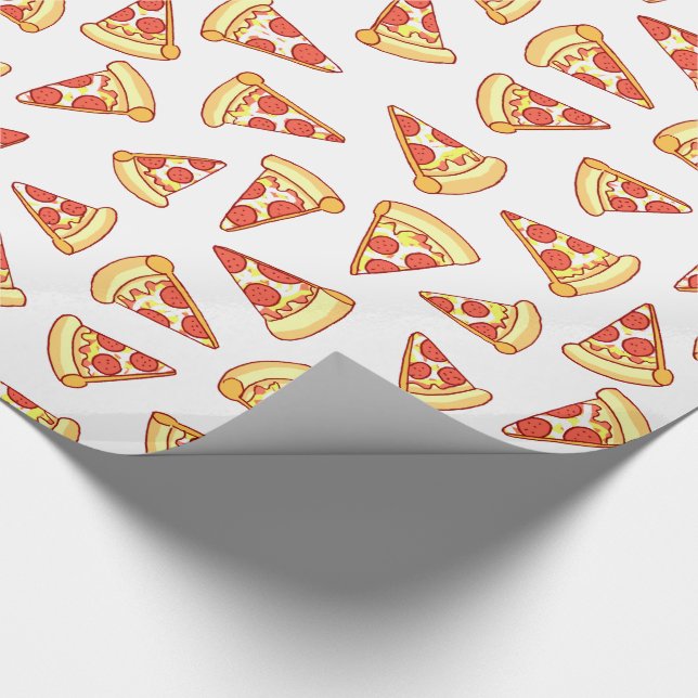 Pepperoni Pizza Slice Drawing Pattern Gift Wrap (Corner)