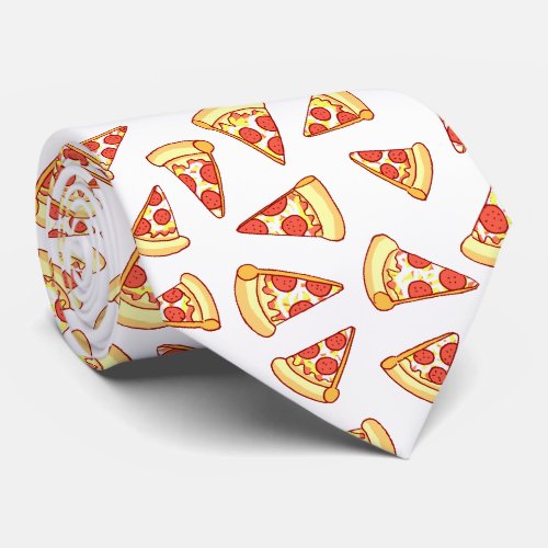 Pepperoni Pizza Slice Drawing Pattern Necktie