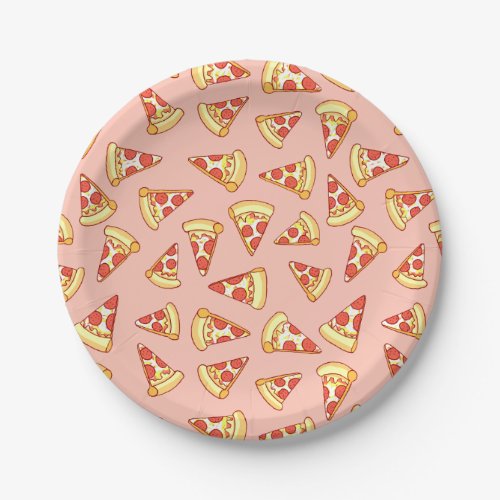 Pepperoni Pizza Slice Drawing Pattern Paper Plates