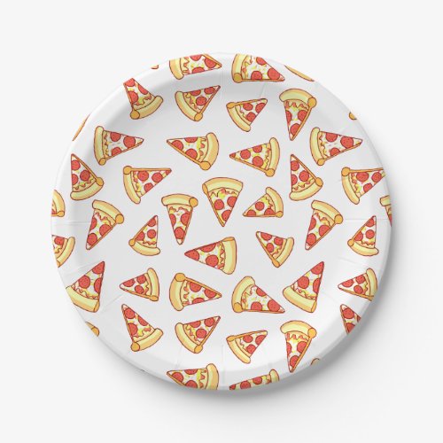 Pepperoni Pizza Slice Drawing Pattern Paper Plates