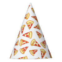 Pepperoni Pizza Slice Drawing Pattern Party Hats