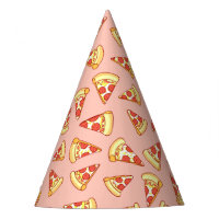 Pepperoni Pizza Slice Drawing Pattern Party Hats