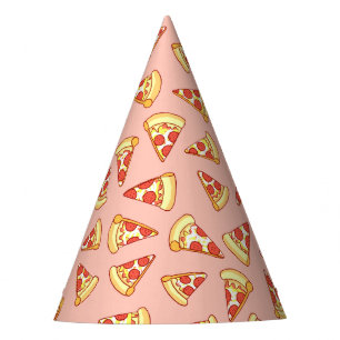 Pepperoni Pizza Slice Drawing Pattern Party Hats