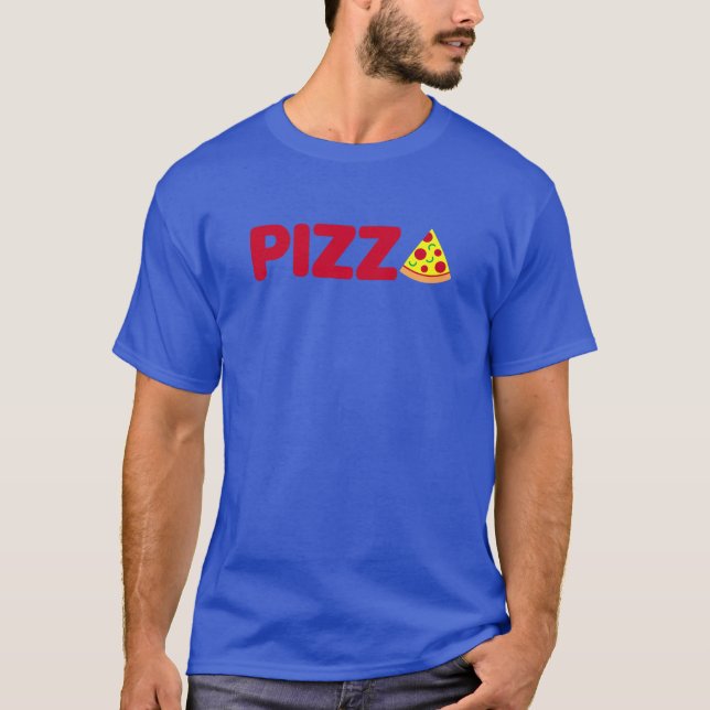 Pepperoni Pizza Slice Typographic Logo T-Shirt (Front)