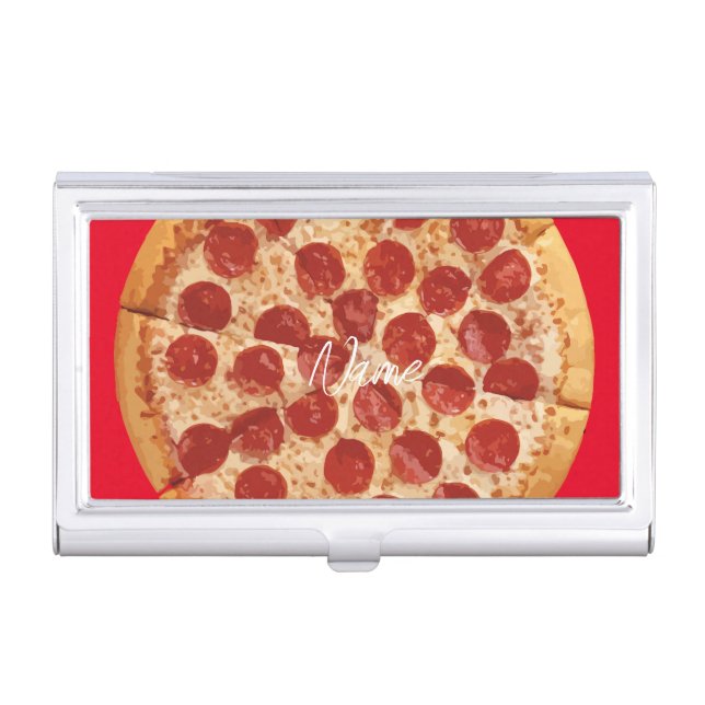 Pepperoni Pizza Thunder_Cove Business Card Case (Front)